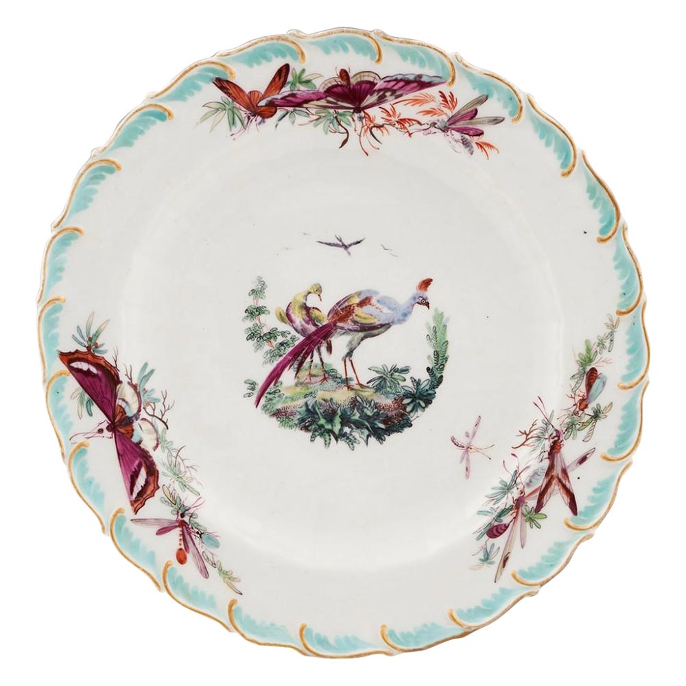 Chelsea Porcelain Gold Anchor Feather-Edged Dessert Plate, 1756-1769