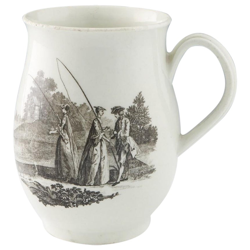 Tasse en porcelaine de Worcester imprimée Hancock L'Amour et Whitton Anglers, vers 1765 en vente