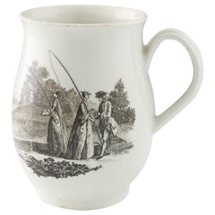 A Worcester Porcelain Hancock L'Amour and Whitton Anglers Print Mug, c1765
