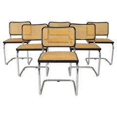 Set of Six Mid-century Italian Modern Marcel Breuer Cesca Chairs 70s