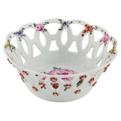 Rare Small Size First Period Worcester Porcelain Basket, c1760