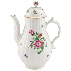 Worcester Polychrome Overglaze Floral Sprays Coffee Pot, c1770