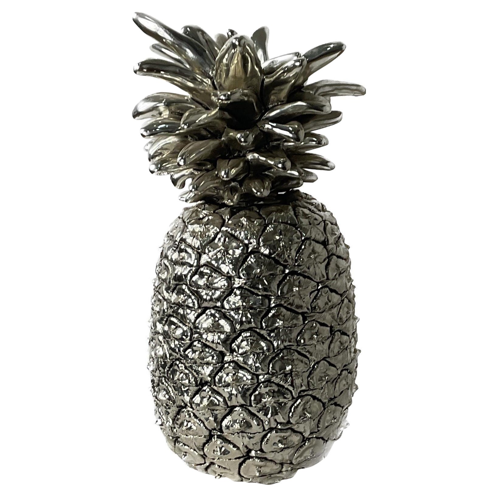 Marcello Giorgio's Silver Laminated Large Italian Pineapple from the Middle For Sale