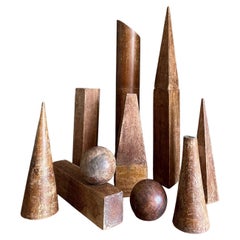 Set of Vintage Wooden Geometric Shapes