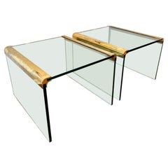 Vintage Set of Waterfall End Tables by Leon Rosen for Pace Collection, circa 1970s