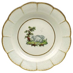 First Period Worcester Fable Dessert Plate Ex Lever Collection, c1775