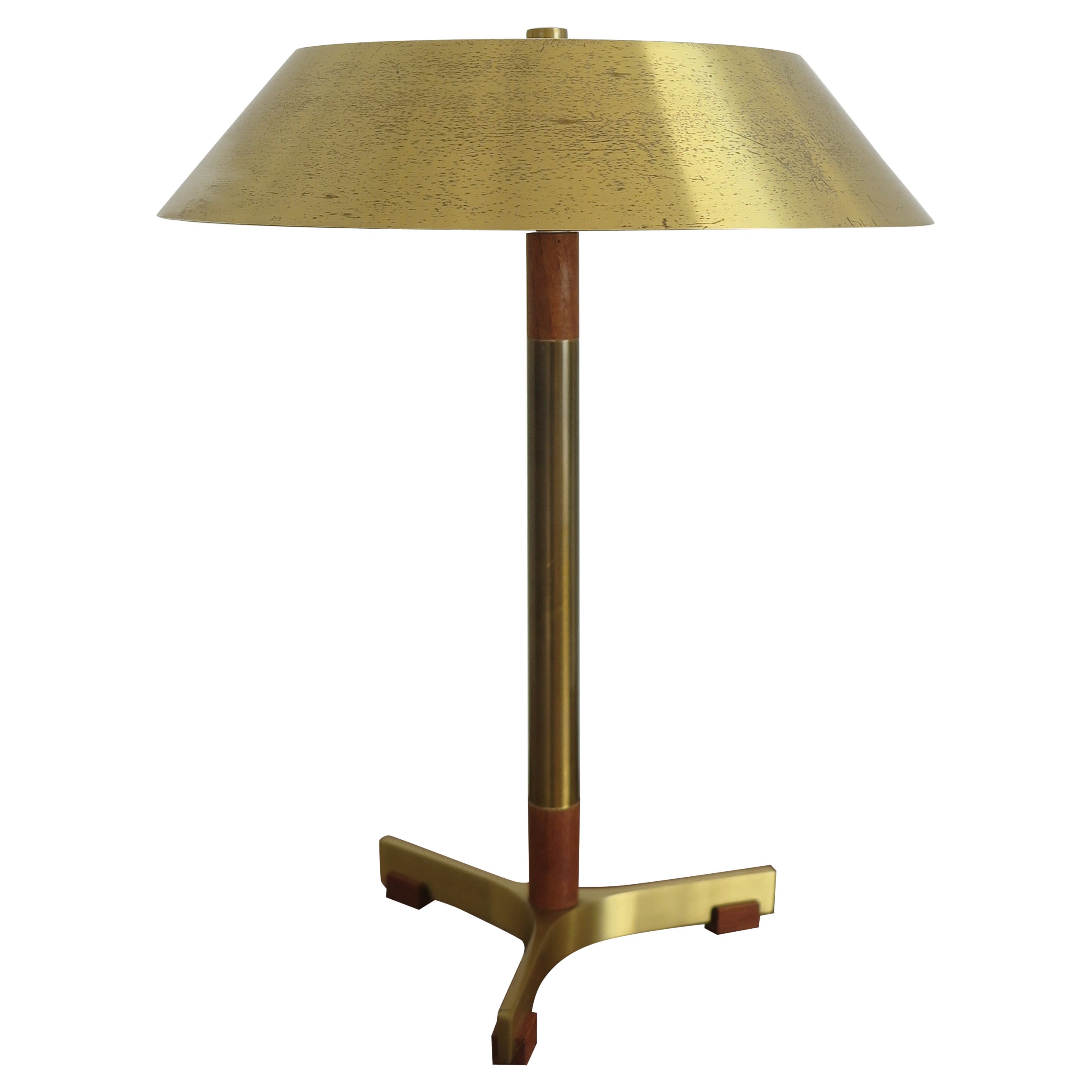 Jo Hammerborg Brass Teak Scandinavian President Lamp for Fog & Morup, 1960s For Sale