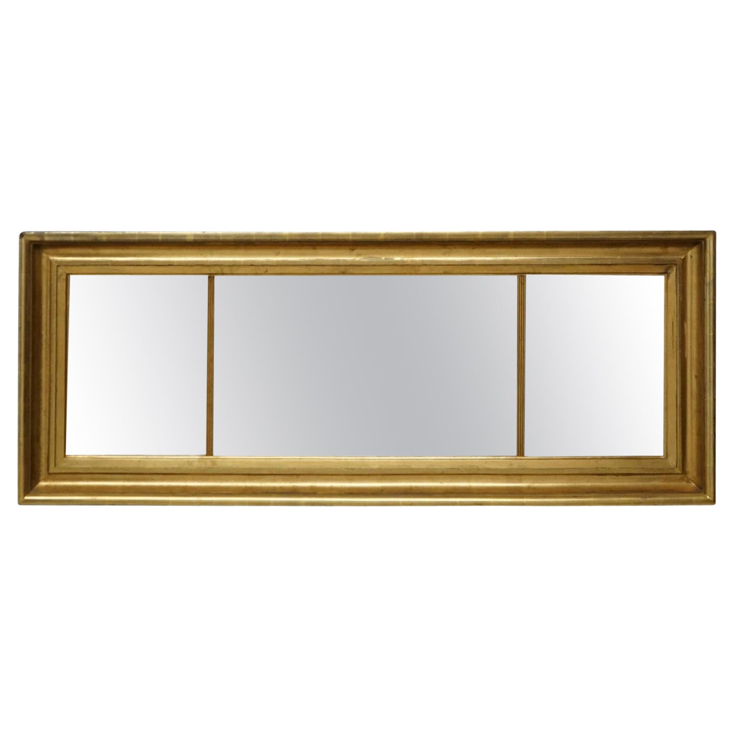 Antique American Empire First Finish Giltwood Triptych Wall Mirror, circa 1850 For Sale