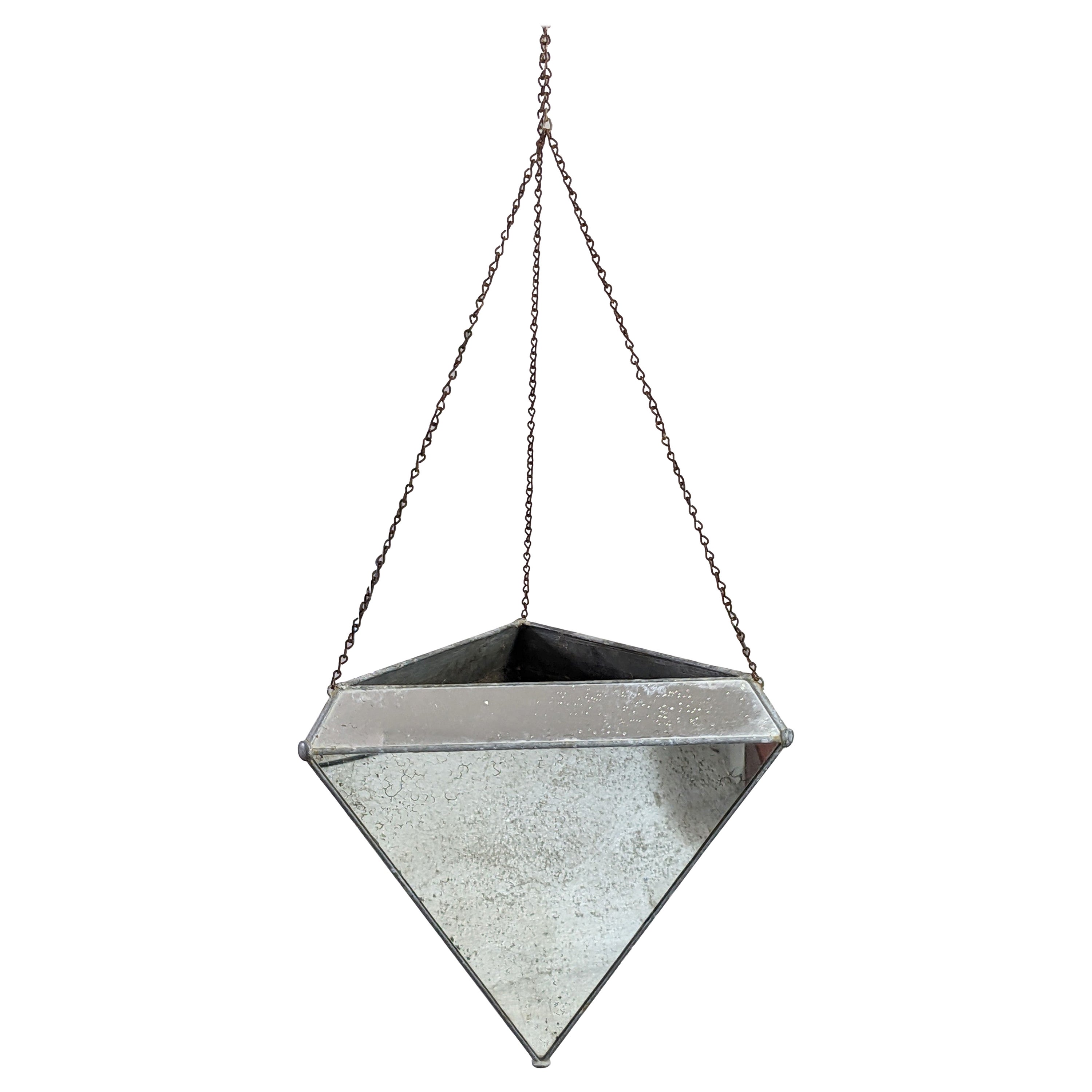 1970s Mirrored Triangular Hanging Planter For Sale