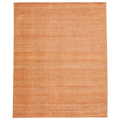 Tapis moderne indien Apadana en laine coupée et taillée à la main en orange