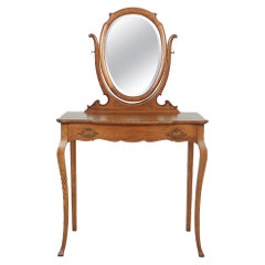 Antique French Style Tiger Oak Vanity Table