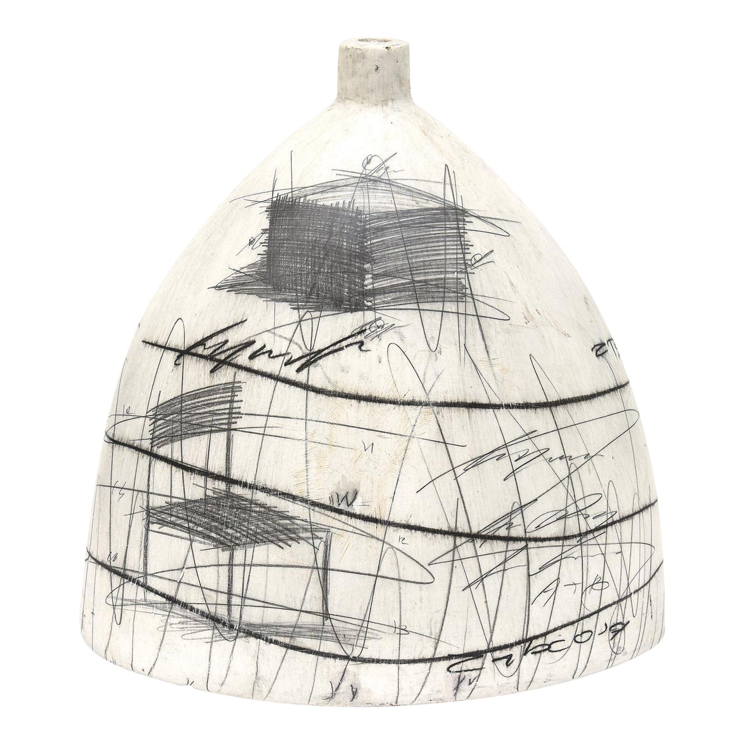 Vaso di ceramica firmato Yuri Zatarian Sketchbook e serie di diagrammi di equazione in vendita