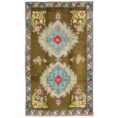 Tappeto turco vintage brillante in Greene & Greene & Greene, colori e design unici e vivaci