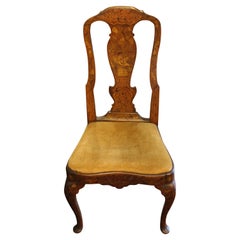 Used Mid-19th Century Dutch Marquetry Inlaid Side Chair