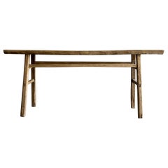 Vintage Elm Wood Console Table