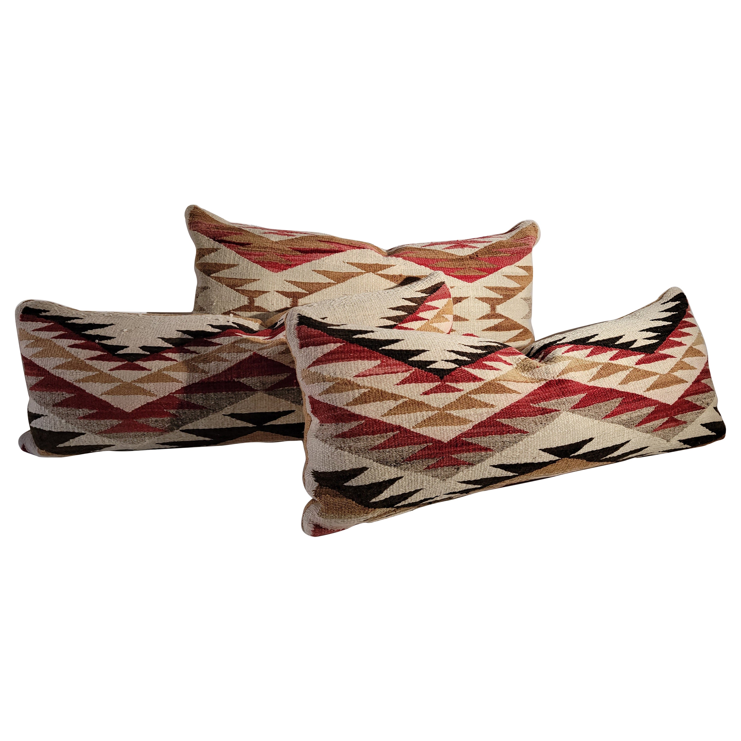 Set of Three Navajo Woven Delectable Mountains Jigsaw Pillows For Sale