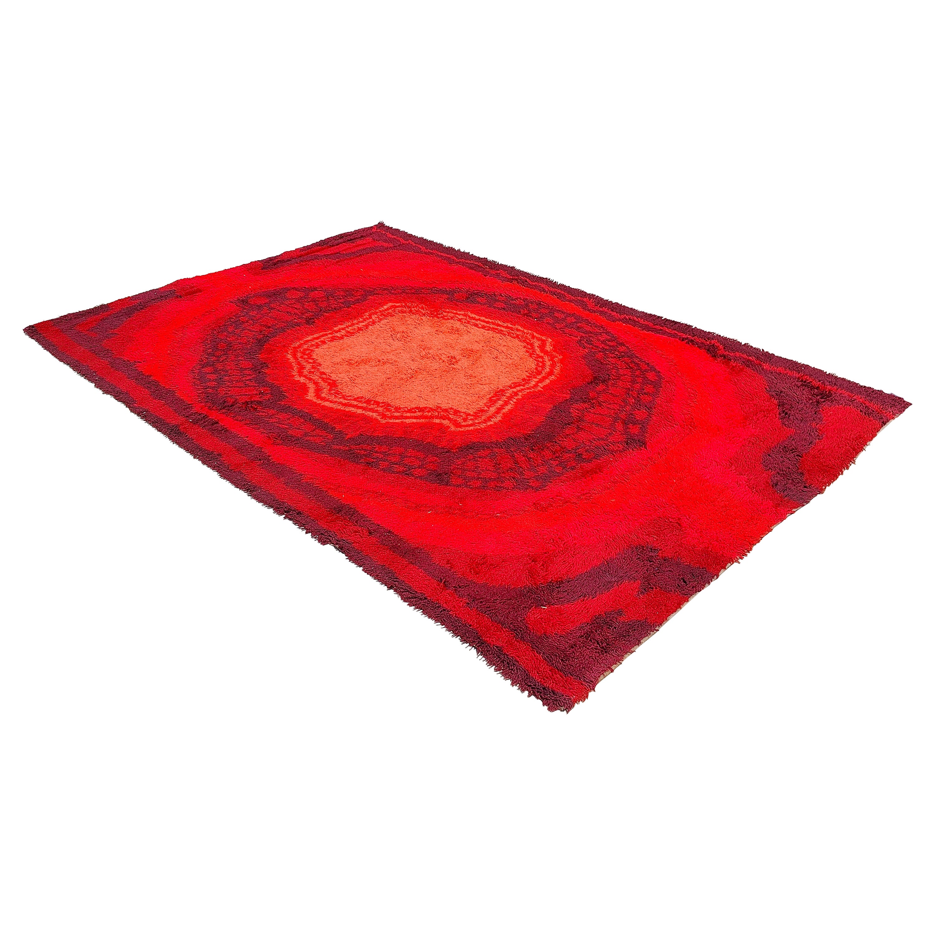 Vintage Midcentury Rya Style Rug For Sale at 1stDibs