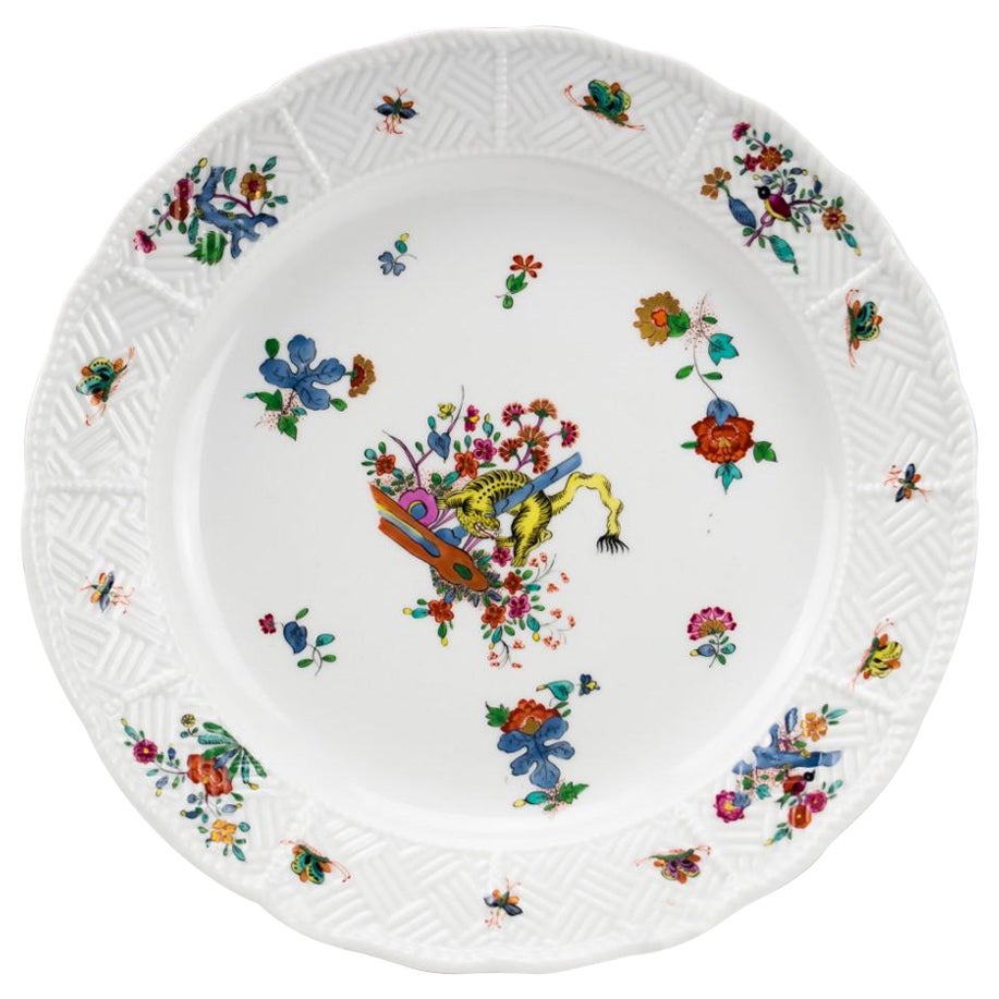 Meissen "Yellow Lion" Plate, c1740 For Sale