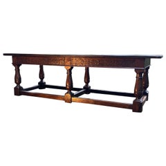 19th Century English Renaissance Console Table with 6 Large Legs