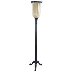 Lampadaire torchère néoclassique Maitland Smith vintage en métal tessellé en forme de coquillage