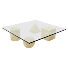 Midcentury "Metaphora" Coffee Table by Massimo Et Lella Vignelli, Travertine