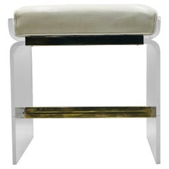 Banc de coiffeuse en lucite et laiton de Charles Hollis Jones, États-Unis, années 1960