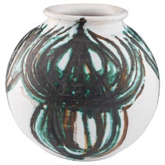 Briglin Studio Pottery Globe Vase Depicting Thistles, c1975