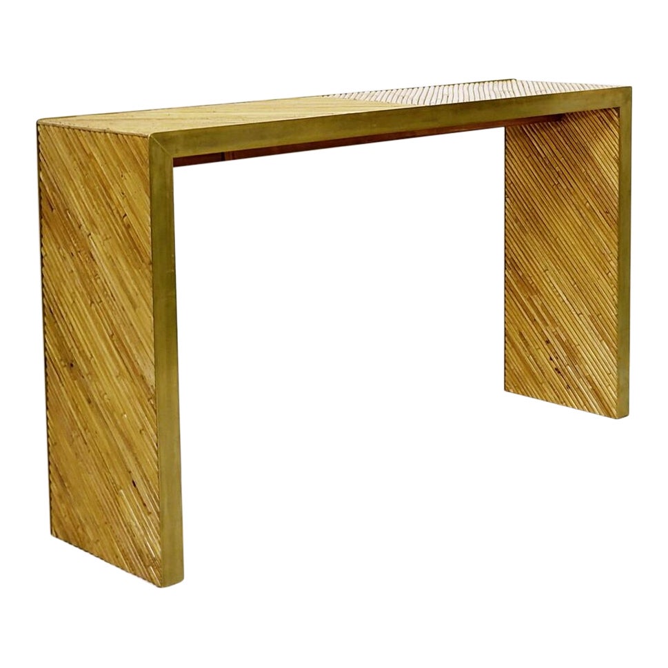 Contemporary Brass and Bamboo Console, Italy For Sale