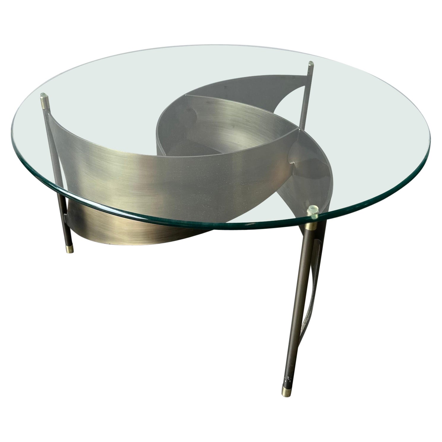 Free Form Glass Coffee Table with Propeller Base at 1stDibs
