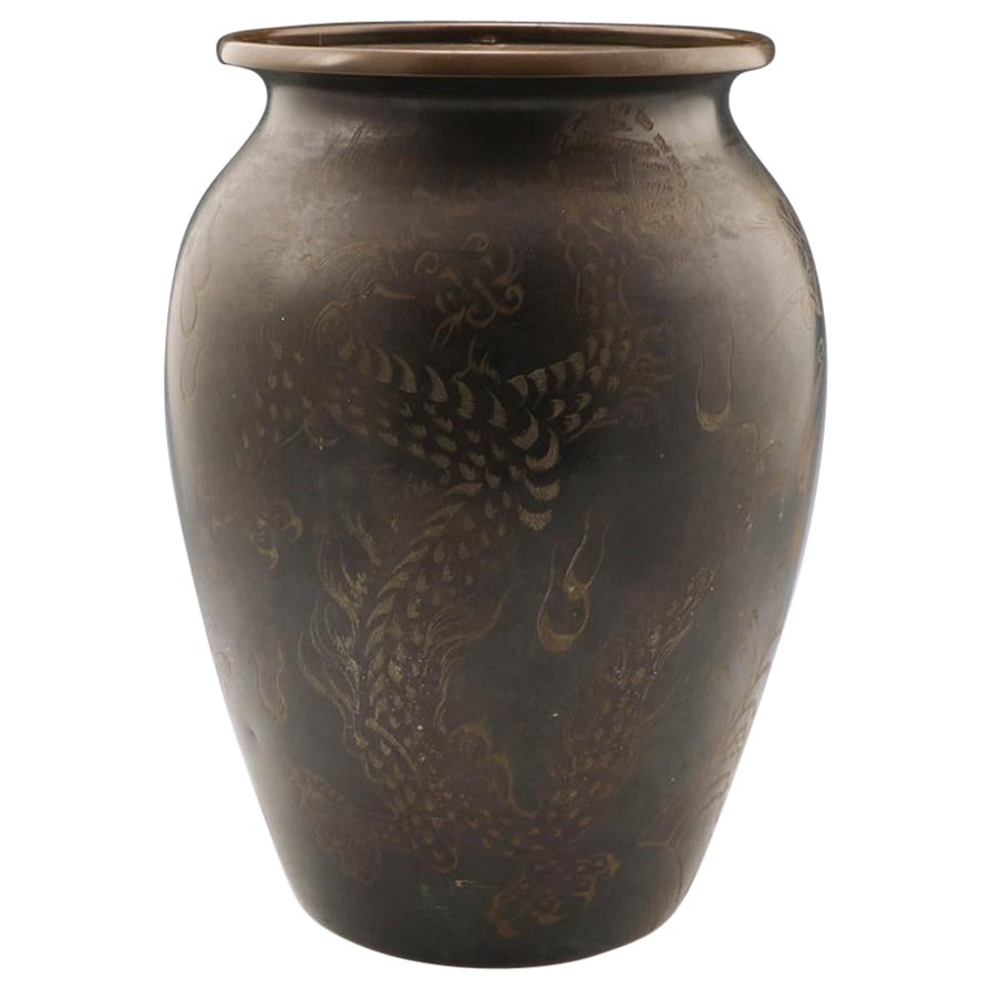 Vase Dragons en métal bronze de Paul Haustein pour WMF, vers 1929