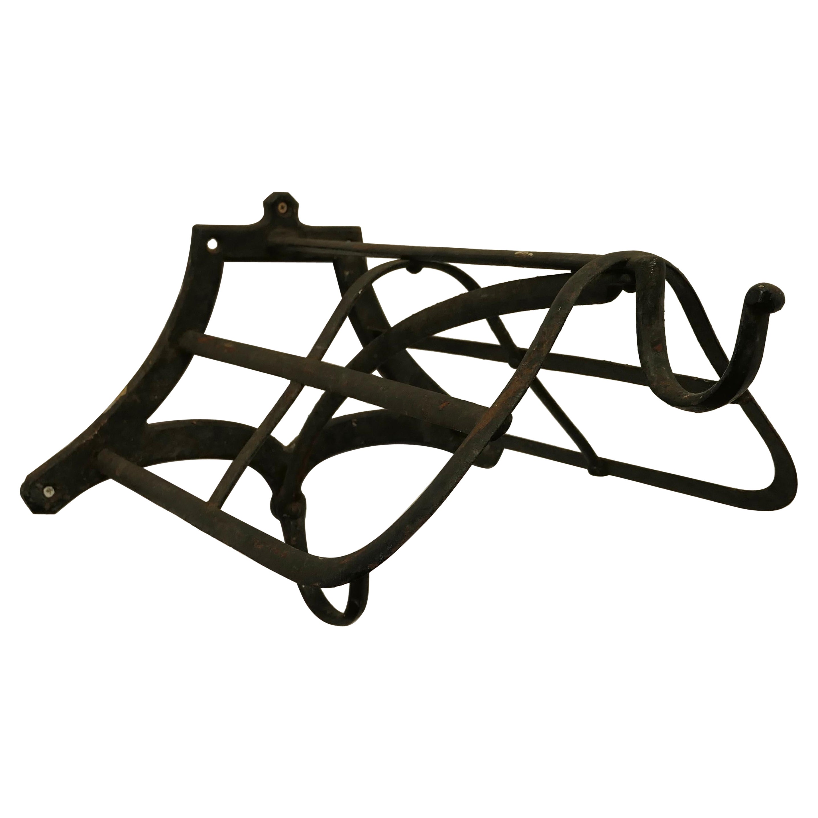Antique Iron Wall Hanging Saddle Rack For Sale