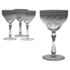Set of Four Stevens and Williams Rock Crystal Champagne Coupes, circa 1910