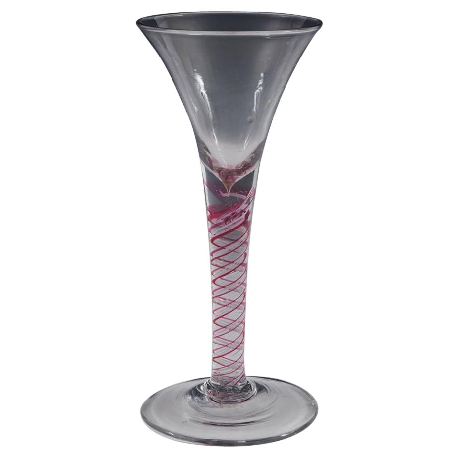 Rare Colour Twist Wine Glass, c1780 For Sale