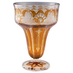 Bohemian Footed Vase-Amber Flashed over Clear-Haida-Steinschönau-Oertel, c1910