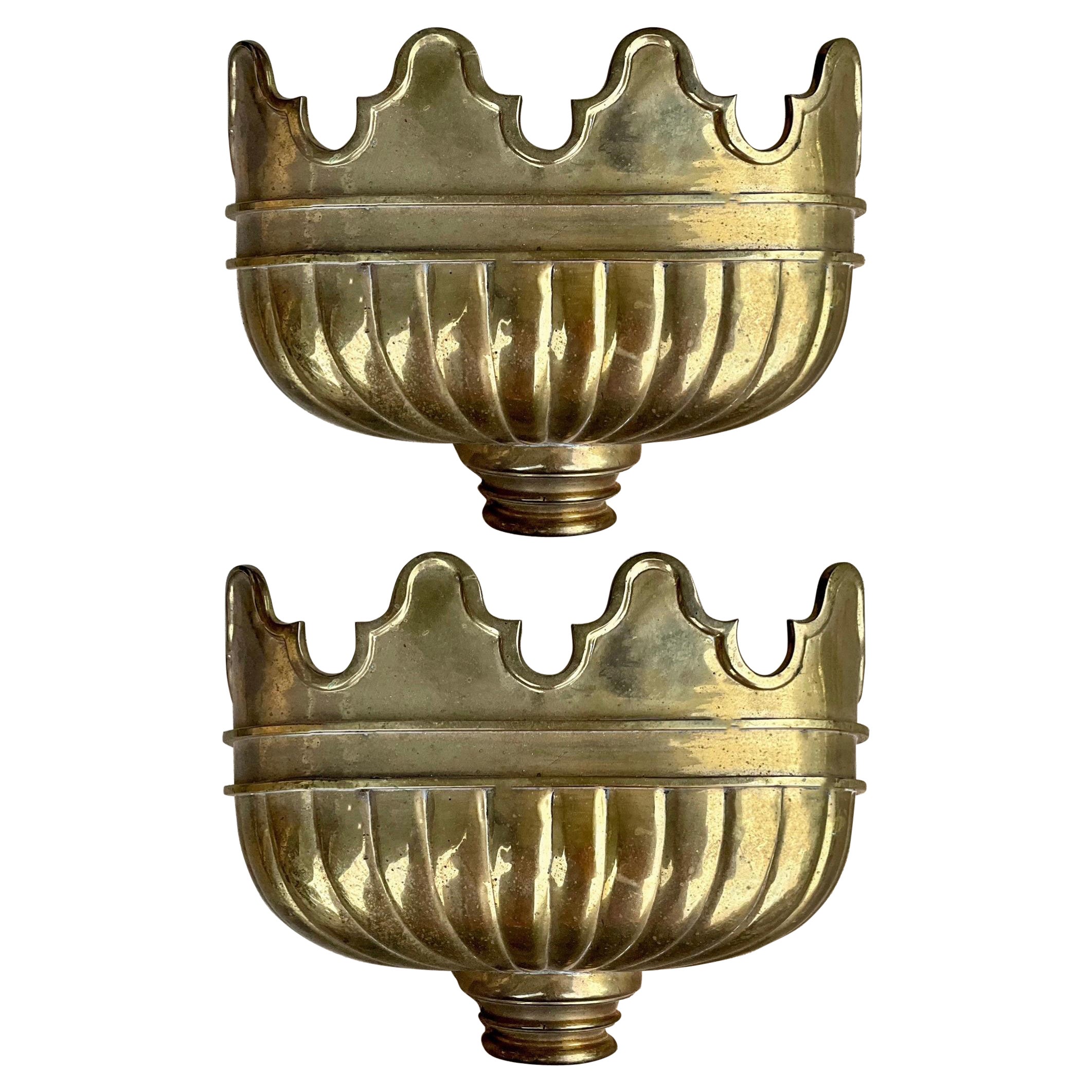 1970s Neo-Classical Style Solid Brass Wall Sconces by Chapman, Pair For Sale