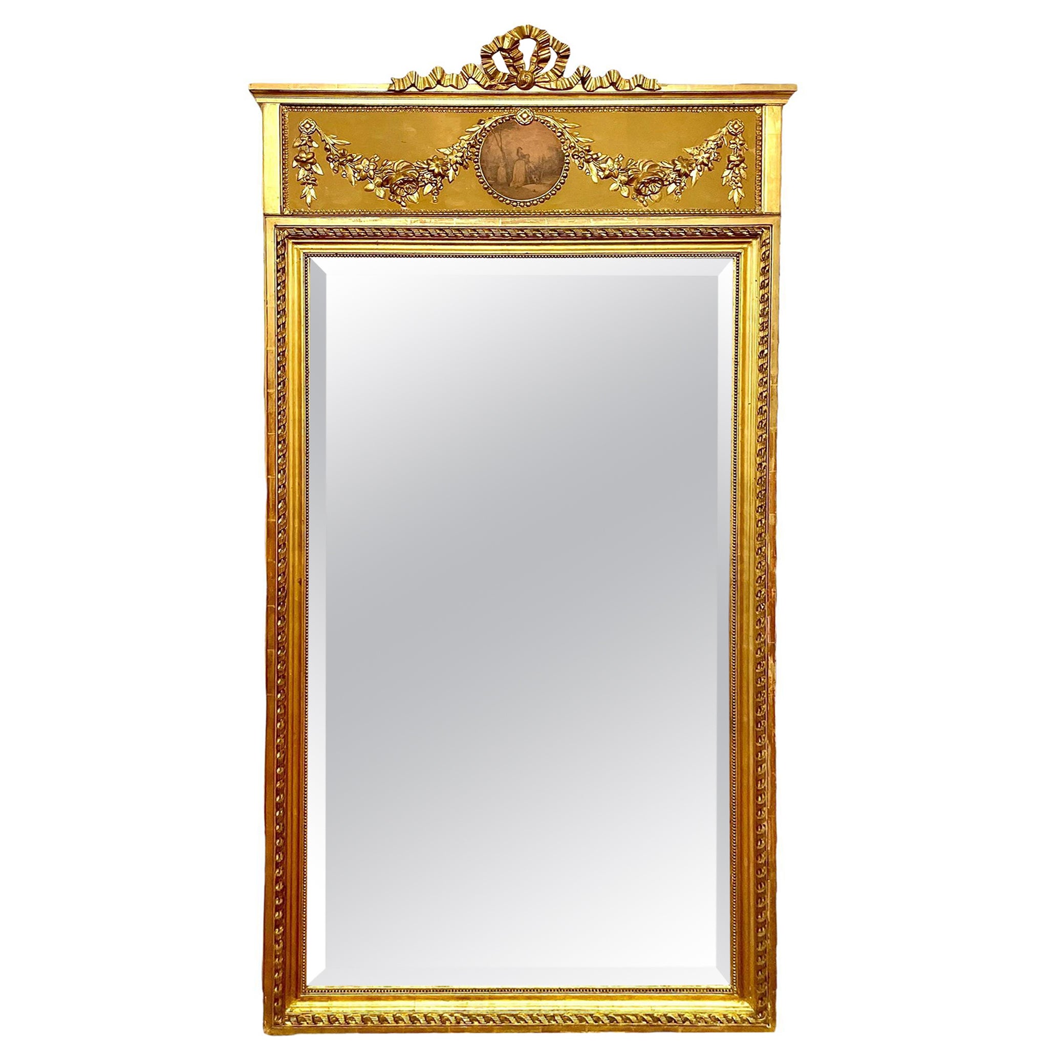 French Louis XVI Trumeau Mirror, Napoleon III Period For Sale