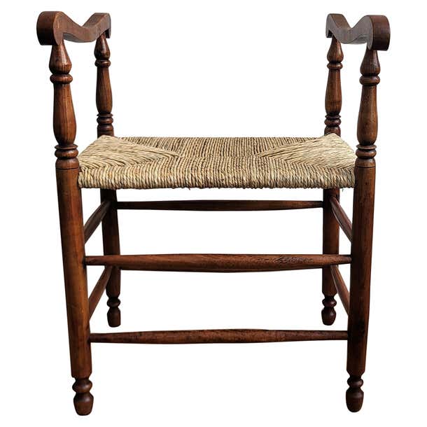 1960s Italian Midcentury Carved Wood and Cord Woven Rope Stool For Sale ...
