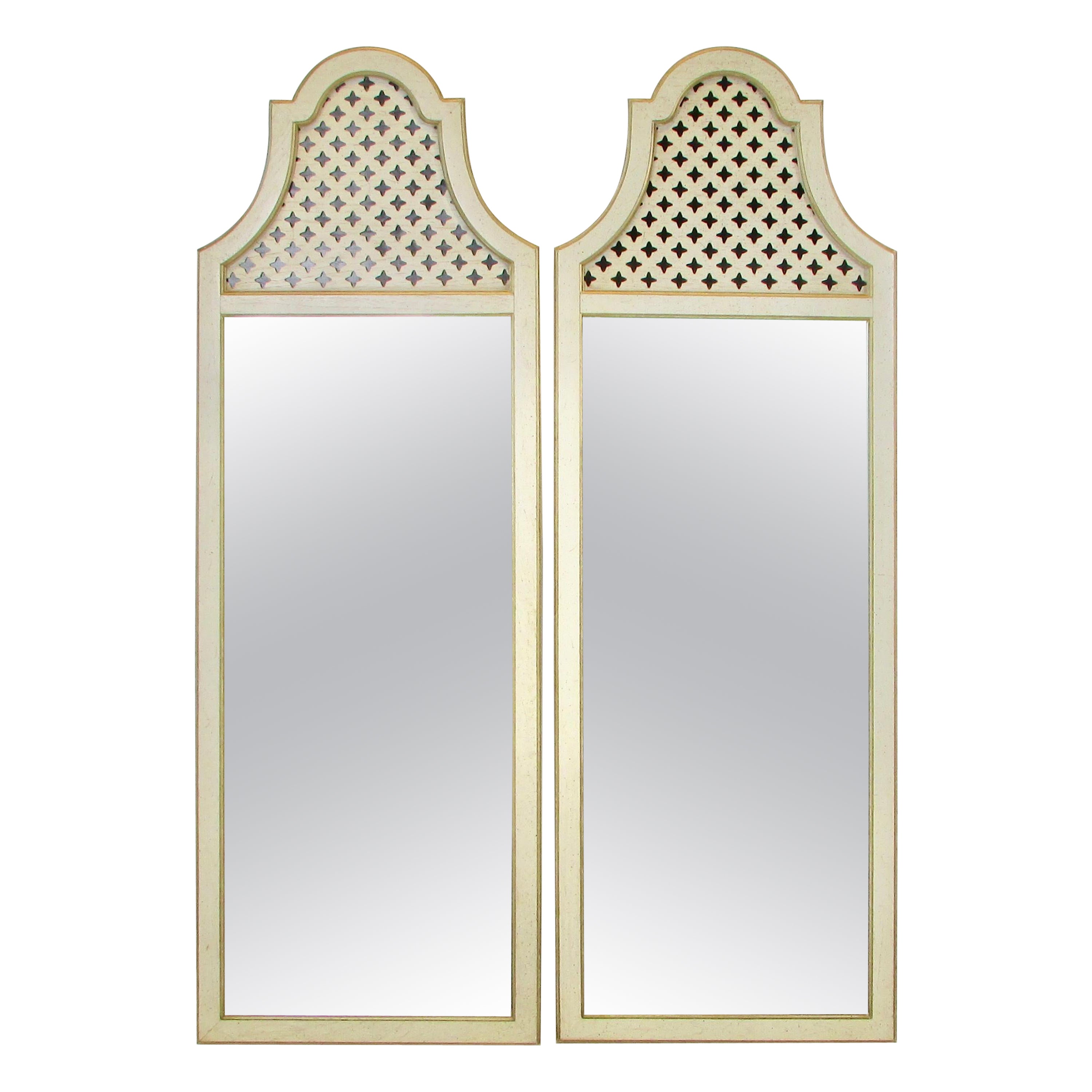 1950s Hollywood Regency Fretwork Style Mirror Pair For Sale