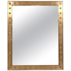 Large Scale Custom Bronze or Brass Mirror attributed to P.E. Guerin 52" x 42"