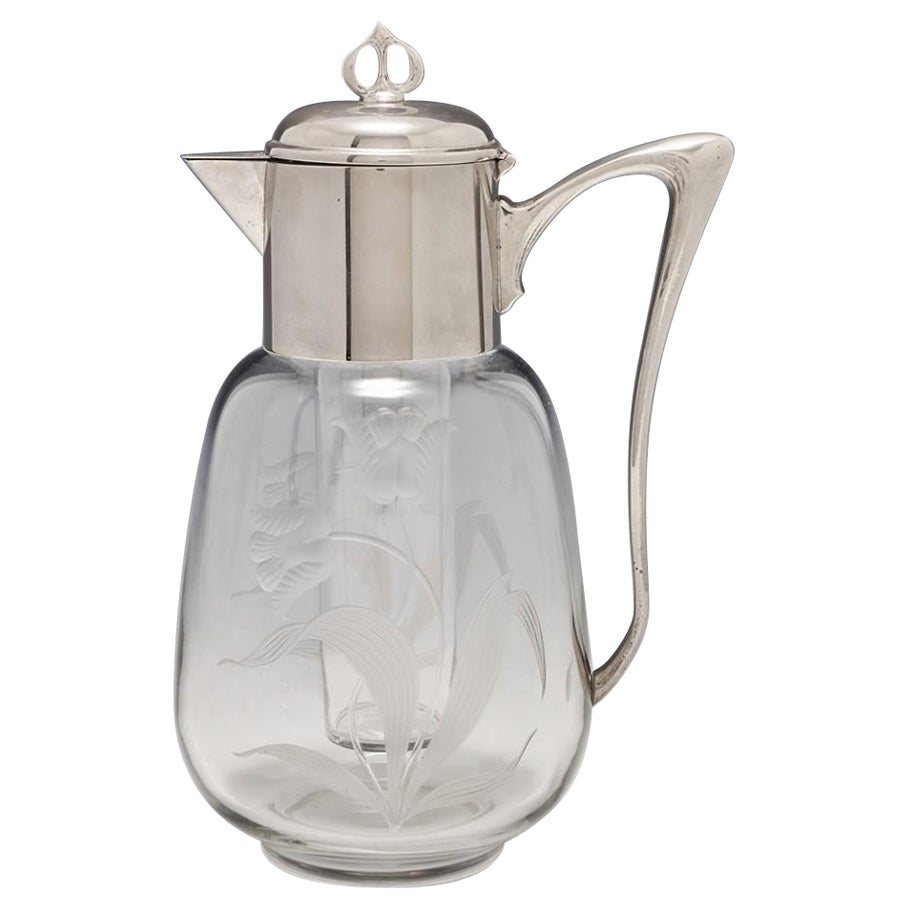 An Engraved WMF Jug with Ice Cooler, c1905 For Sale