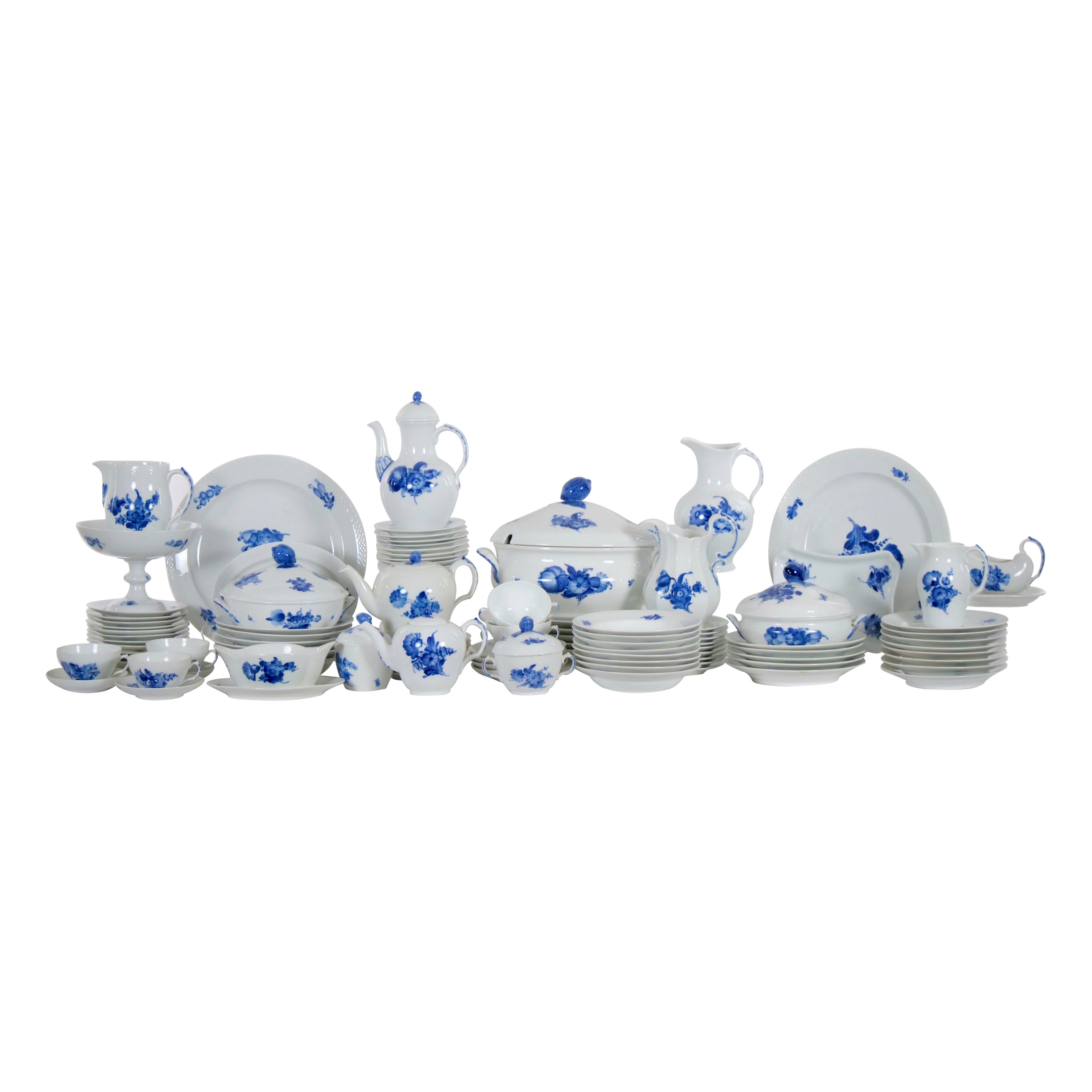 Blue & White Royal Copenhagen Denmark Part Dinner Set With Serving Pieces