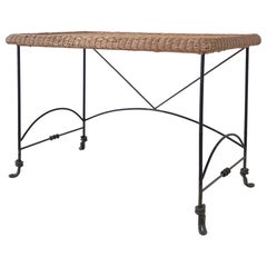 Vintage Iron & Wicker Console Table, 1 of 2