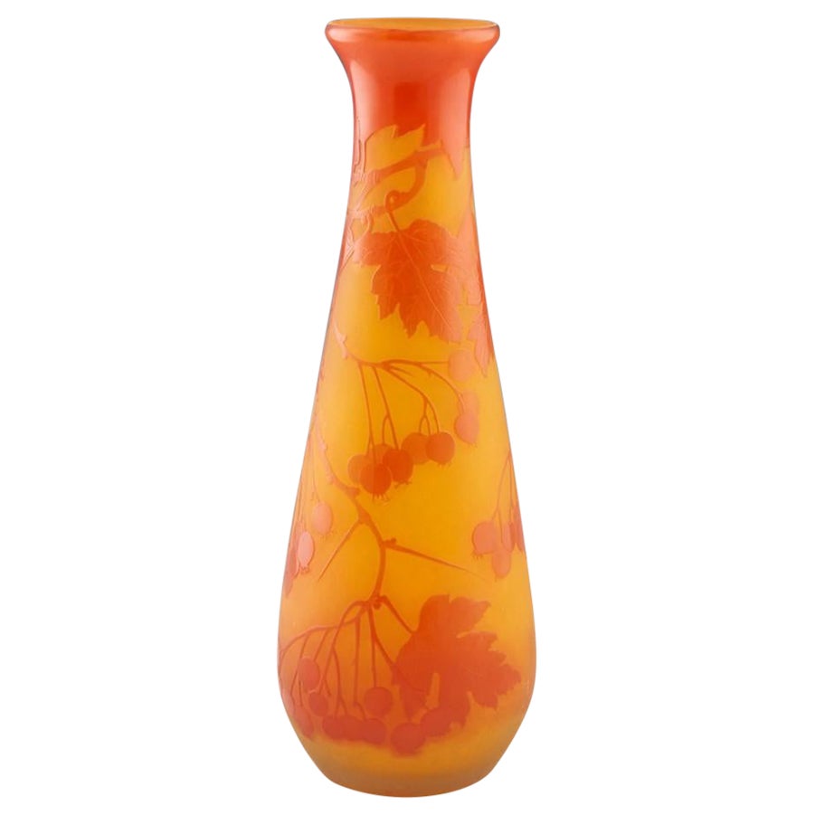 A Tall Galle Cameo Glass Vase, c1910 For Sale
