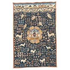 Bobyrug’s Retro France Aubusson Style Jaquar Tapestry, Flemish « Mille Fleur »