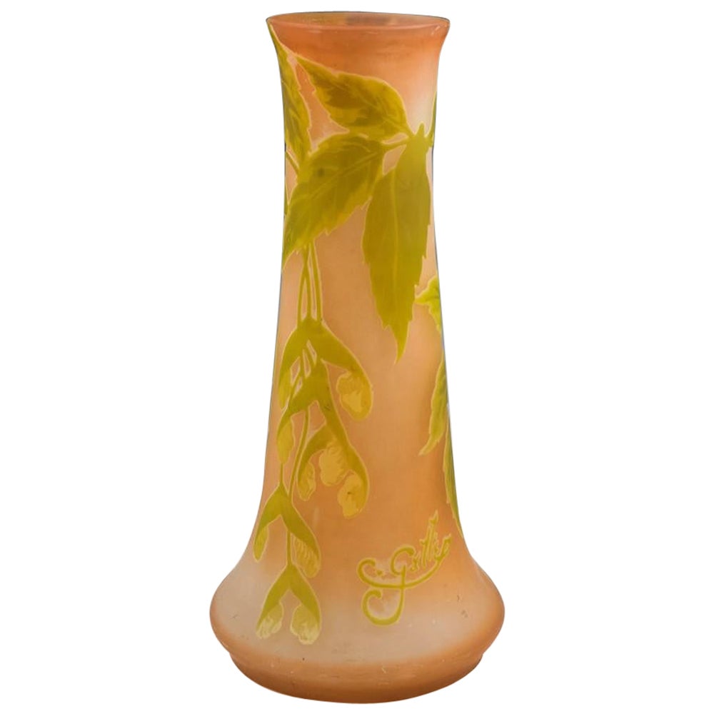 Signed Galle Cameo Glass Vase, c1905 For Sale