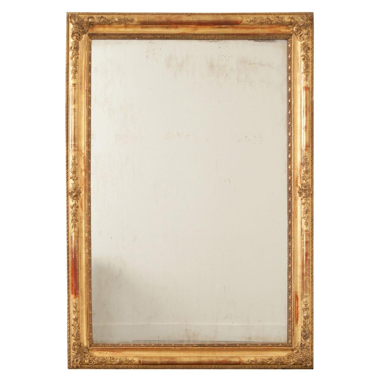 French 19th Century Gold Gilt Mirror For Sale