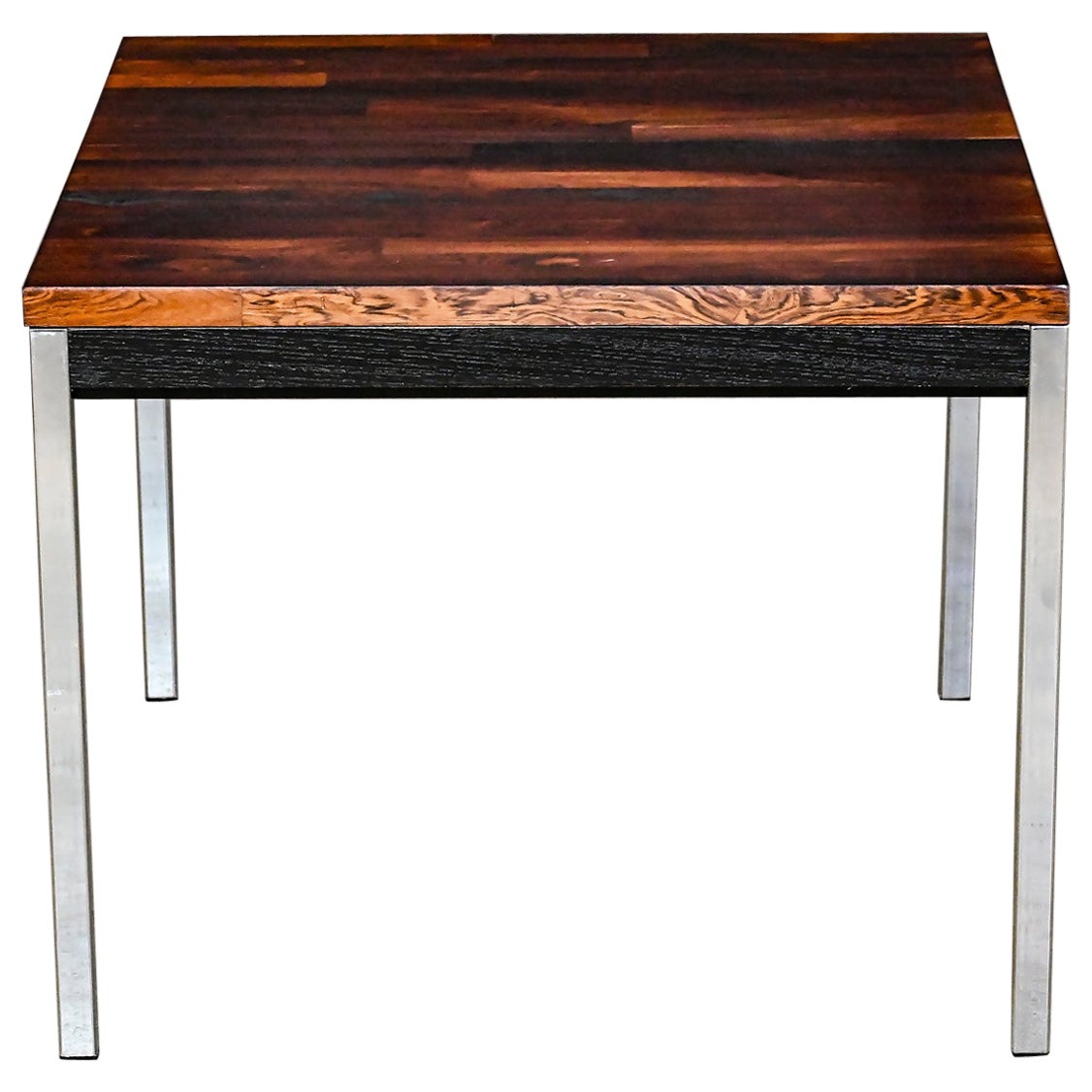 MCM Founders Furniture Side Table Chrome Ebony Rosewood CDP#47133 David Parmelee For Sale