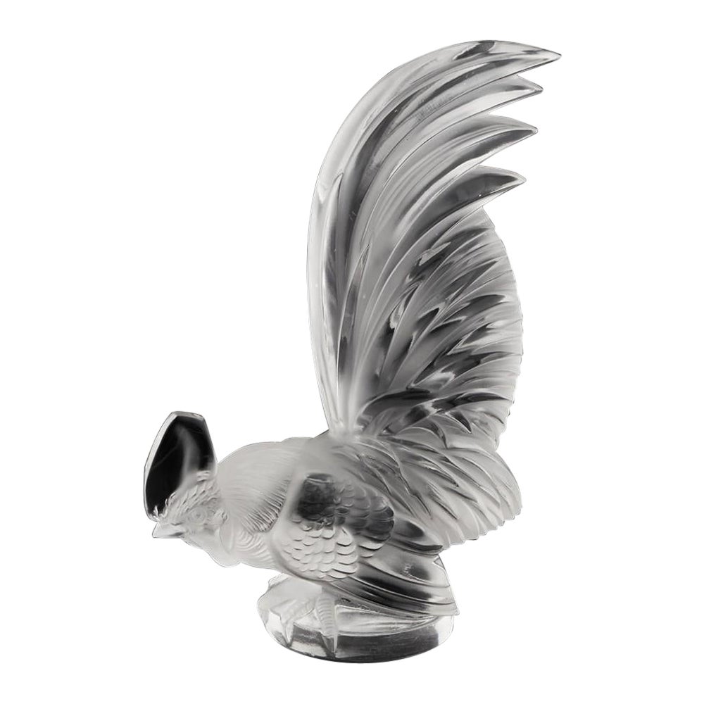A Rene Lalique Frosted and Polished Coq Nain Car Mascot, Designed 1928 For Sale