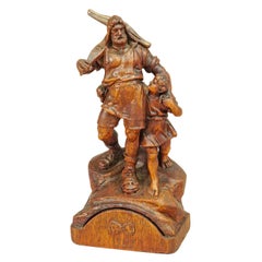 Antike Holzstatue von Wilhelm Tell, Brienz, um 1900