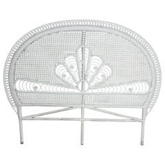 Vintage French Headboard Rattan and Wicker Queen Size, Midcentury